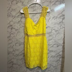 NEW NORDSTROM NSR Yellow Lace Dress Size XL Sleeveless